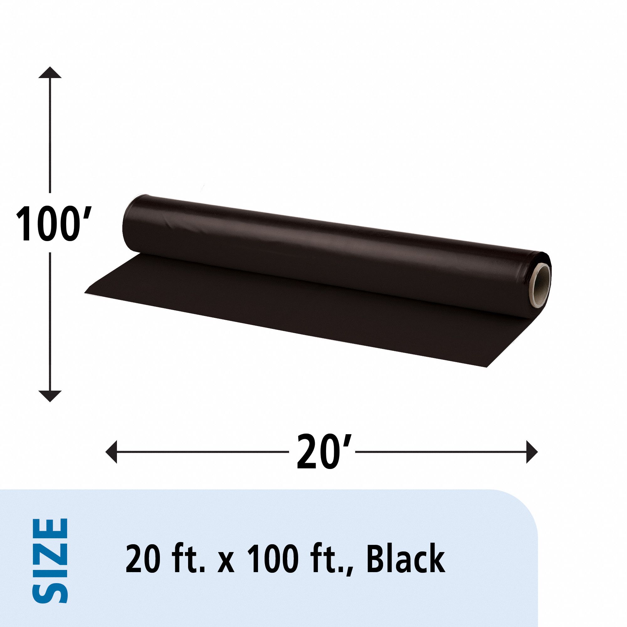 ABILITY ONE Plastic Sheeting Roll, 100 ft Length, 20 ft Width, Polyethylene, 6 mil Thickness