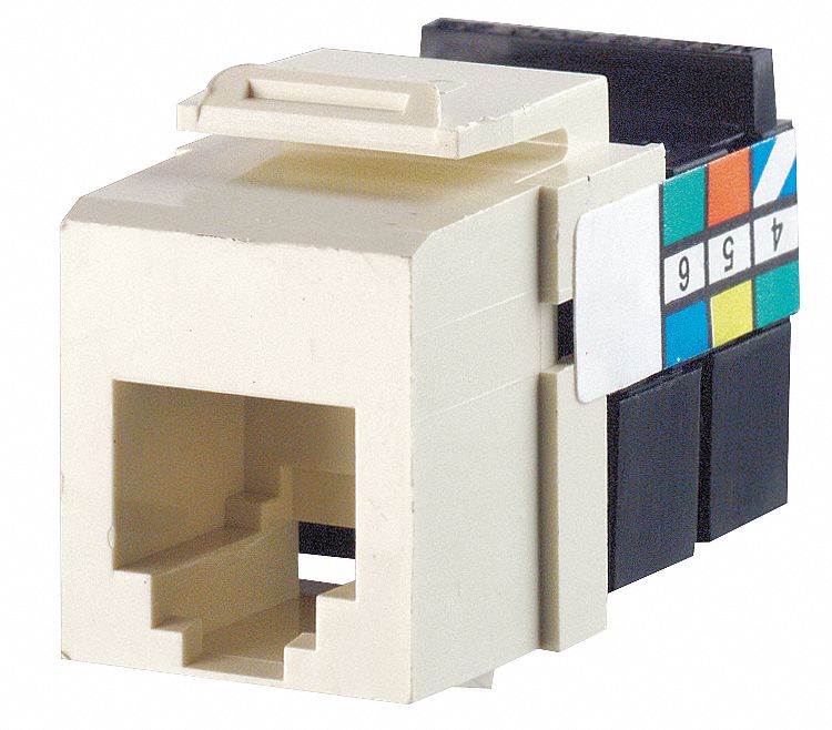 Keystone Jack, White, Plastic, Series QuickPort, Cable Type Voice