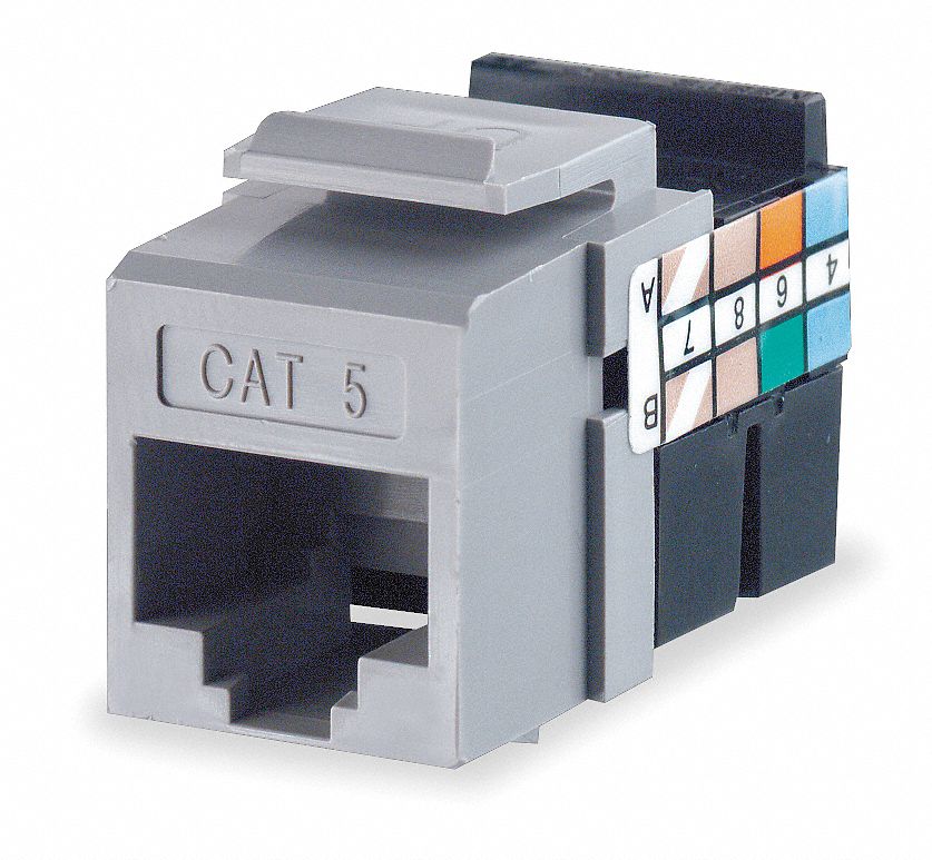 Keystone Jack, Gray, Plastic, Series QuickPort, Cable Type Category 5