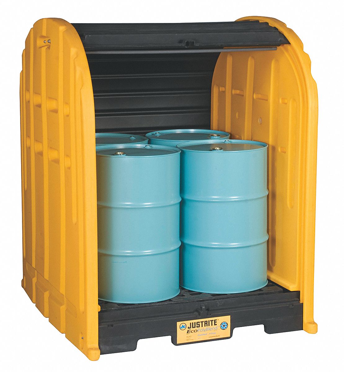 JUSTRITE, For 4 Drums, 79 gal Spill Capacity, Covered Drum Spill