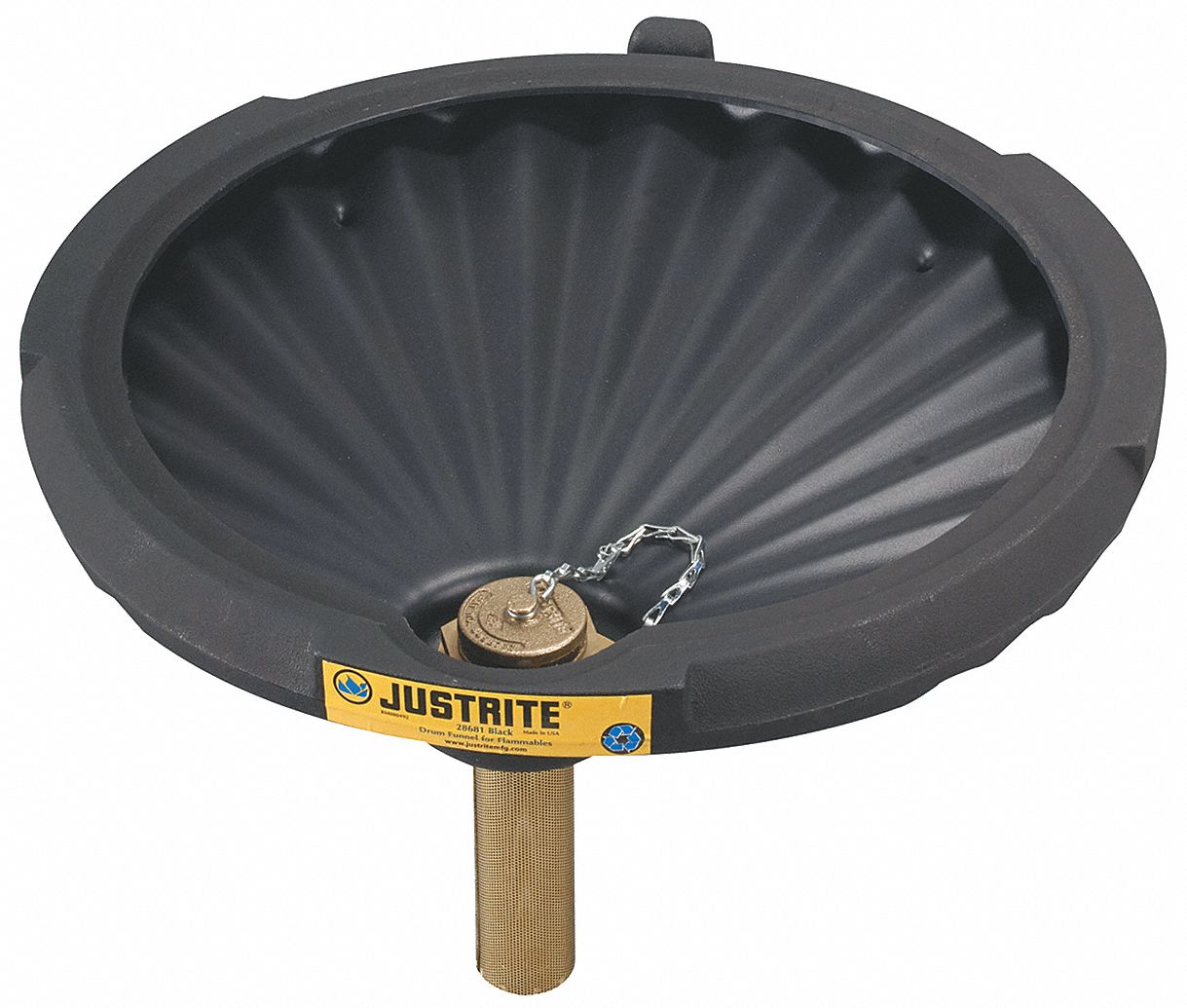 JUSTRITE Drum Funnel, Overall Capacity 2.5 gal, Color Black 5LTP1