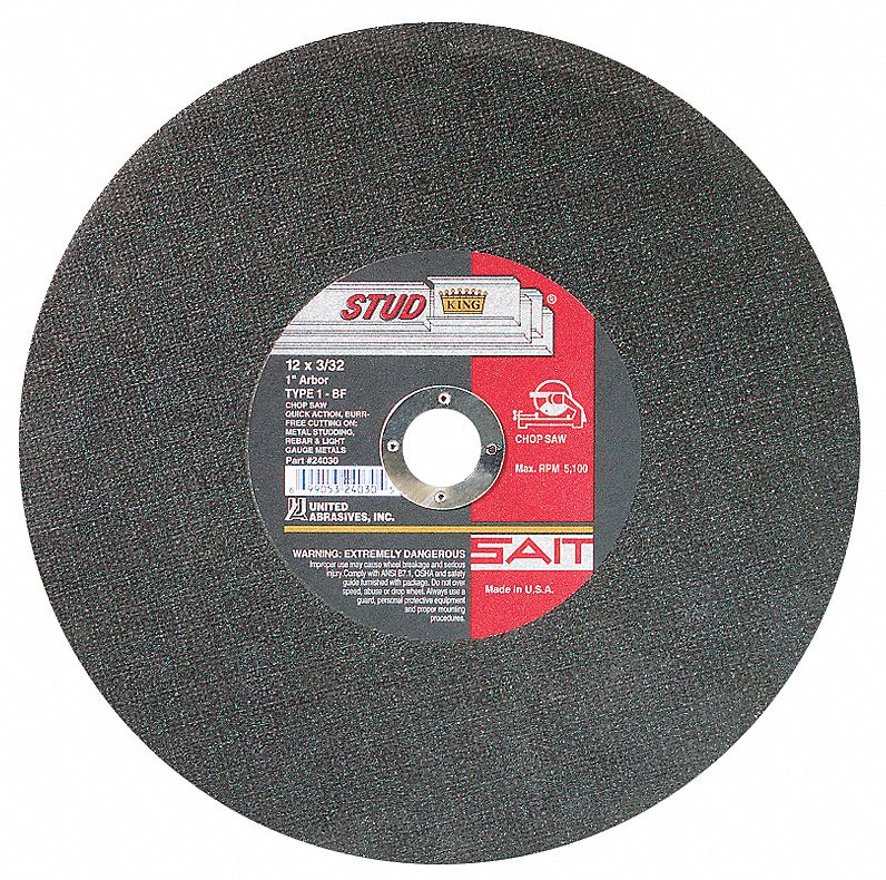 UNITED ABRASIVESSAIT 14 in, Type 1 Aluminum Oxide Abrasive CutOff