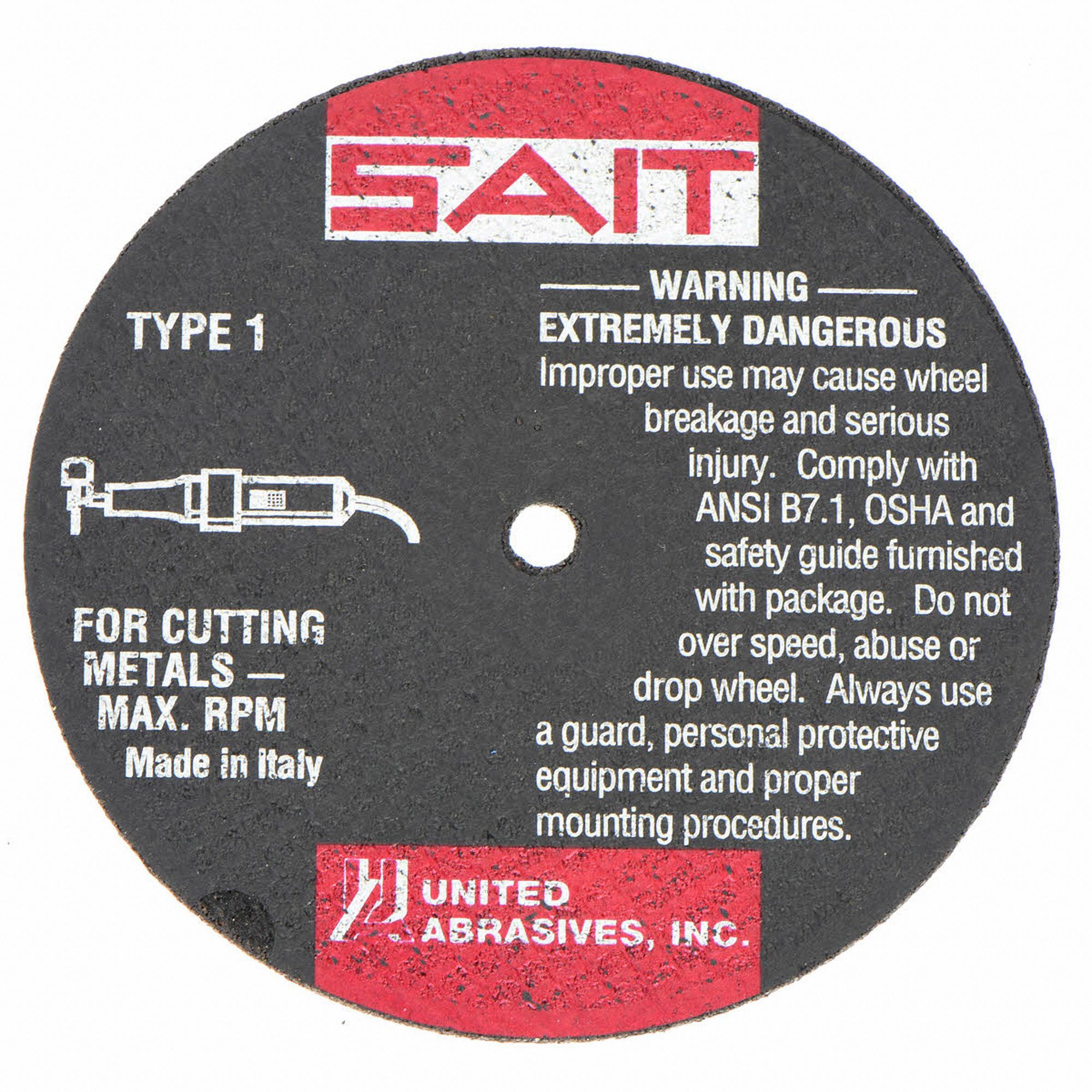 UNITED ABRASIVESSAIT 4 in, Type 1 Aluminum Oxide Abrasive CutOff