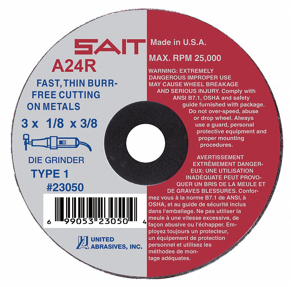 UNITED ABRASIVESSAIT 4 in, Type 1 Aluminum Oxide Abrasive CutOff