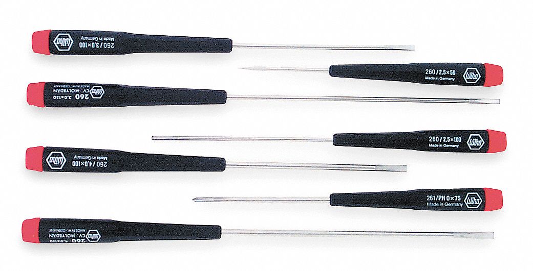 WIHA TOOLS, 7 Pieces, Phillips/Slotted Tip, Precision Screwdriver Set