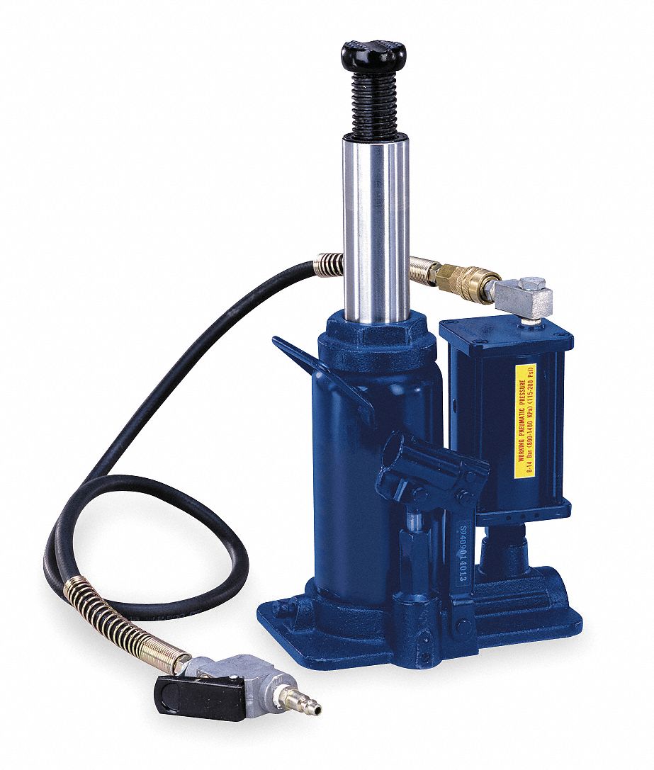 WESTWARD 81/8" x 57/8" Air/Manual Hydraulic — Bottle Jack with 12
