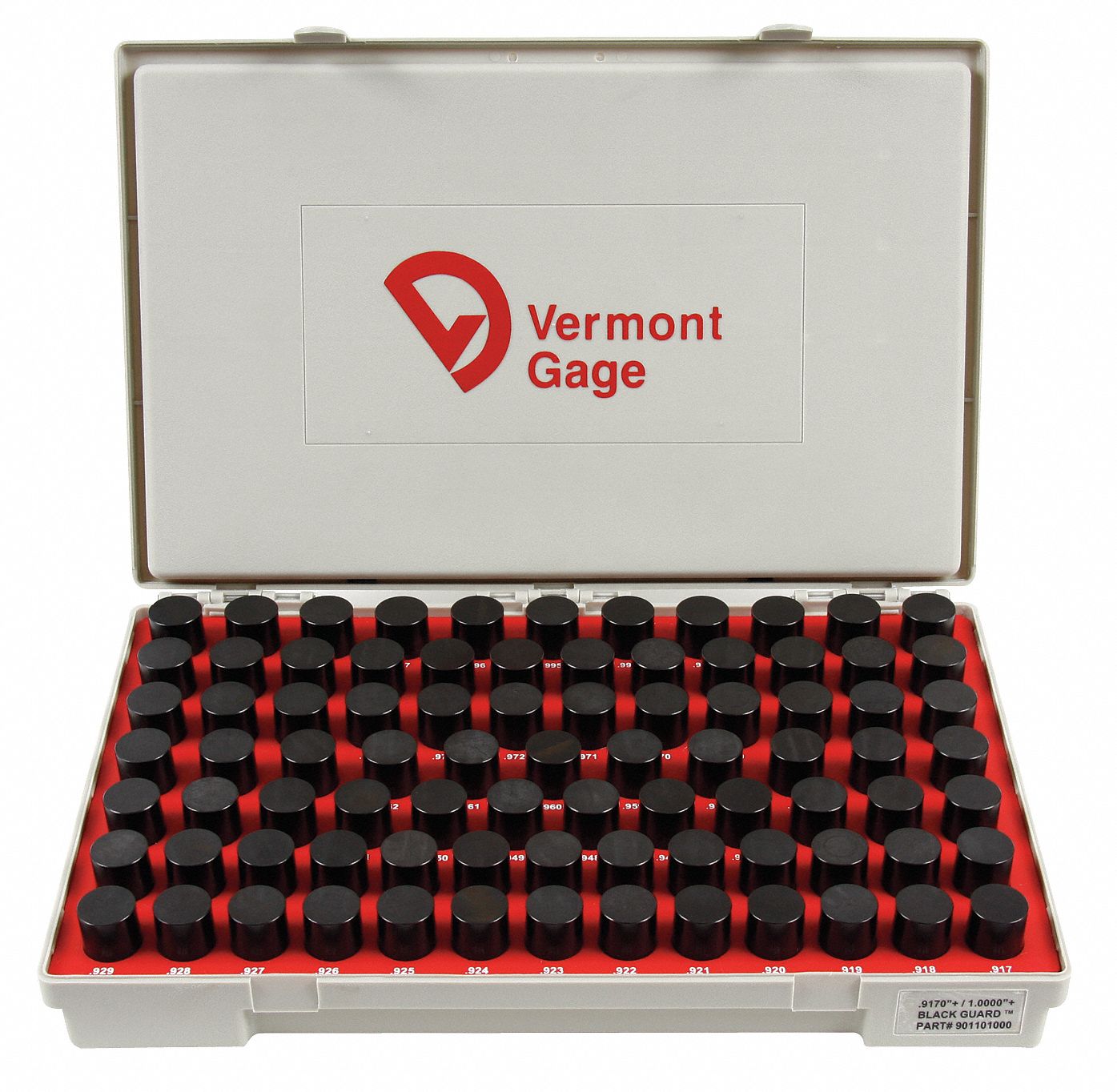 VERMONT GAGE, 0.9170 in to 1.0000 in Dia Range, 84 Gauges, Black Oxide