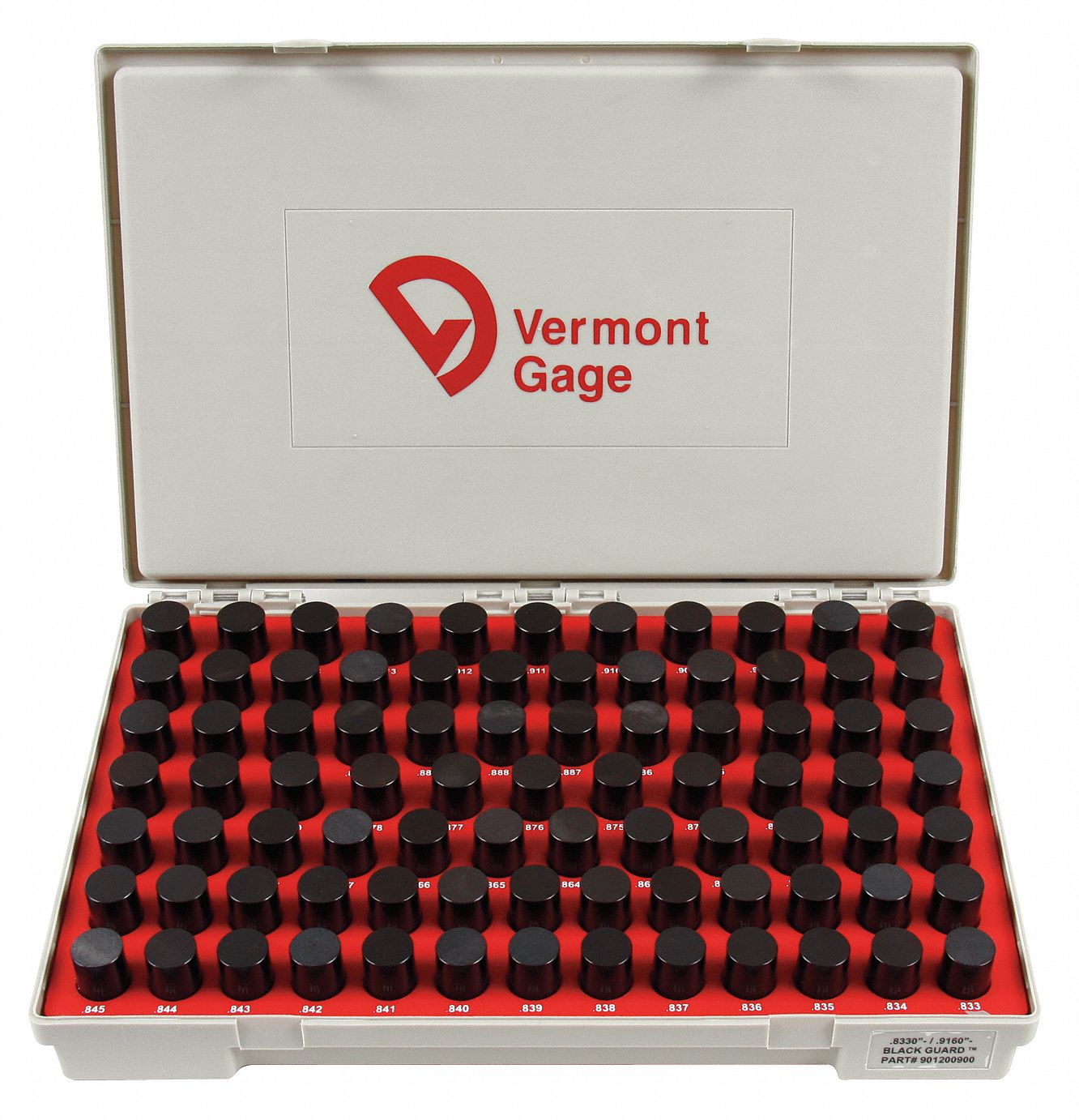VERMONT GAGE, 0.8330 in to 0.9160 in Dia Range, 84 Gauges, Black Oxide