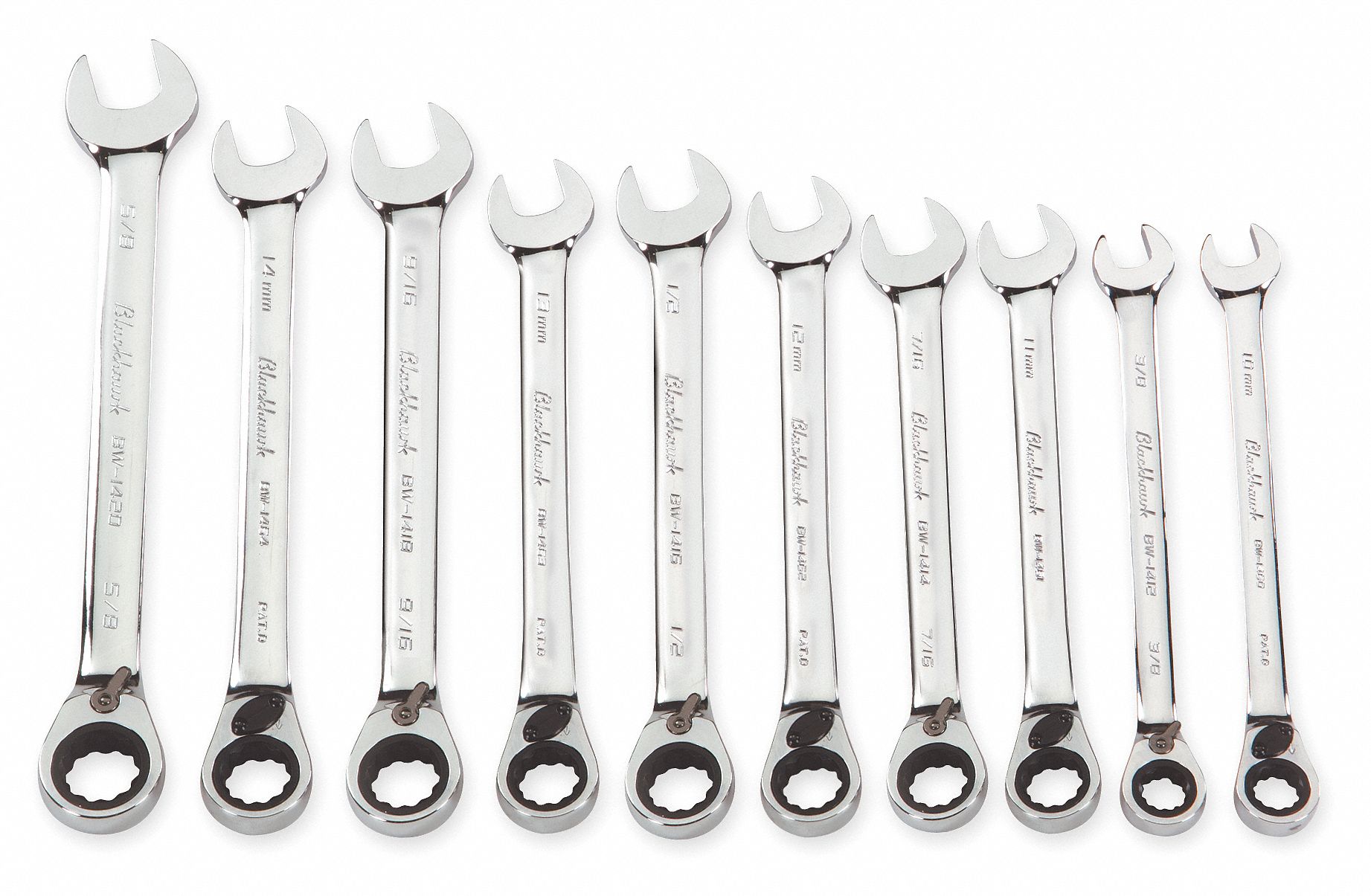 Ratcheting Wrench Set, Alloy Steel, Full Polish Grainger