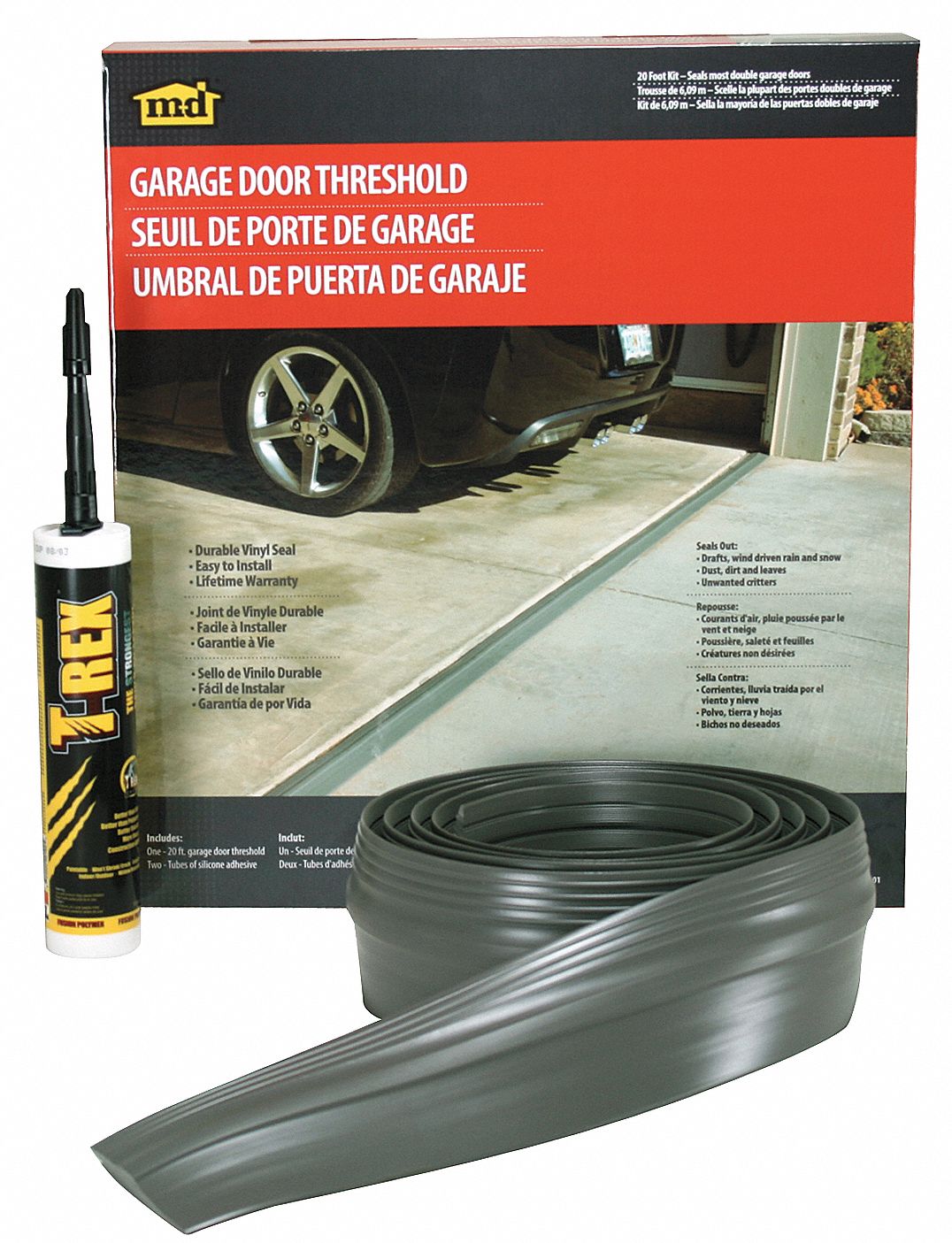 GRAINGER APPROVED Garage Door Threshold Kit Smooth/Fluted Top, Smooth