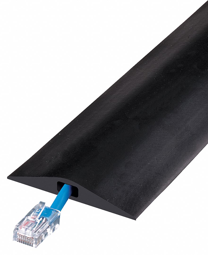 CHECKERS Cable Protector, 1Channel, Black, 10 ft x 7/16 inH, Max. Cable Dia. 1/4 in 5MKH5