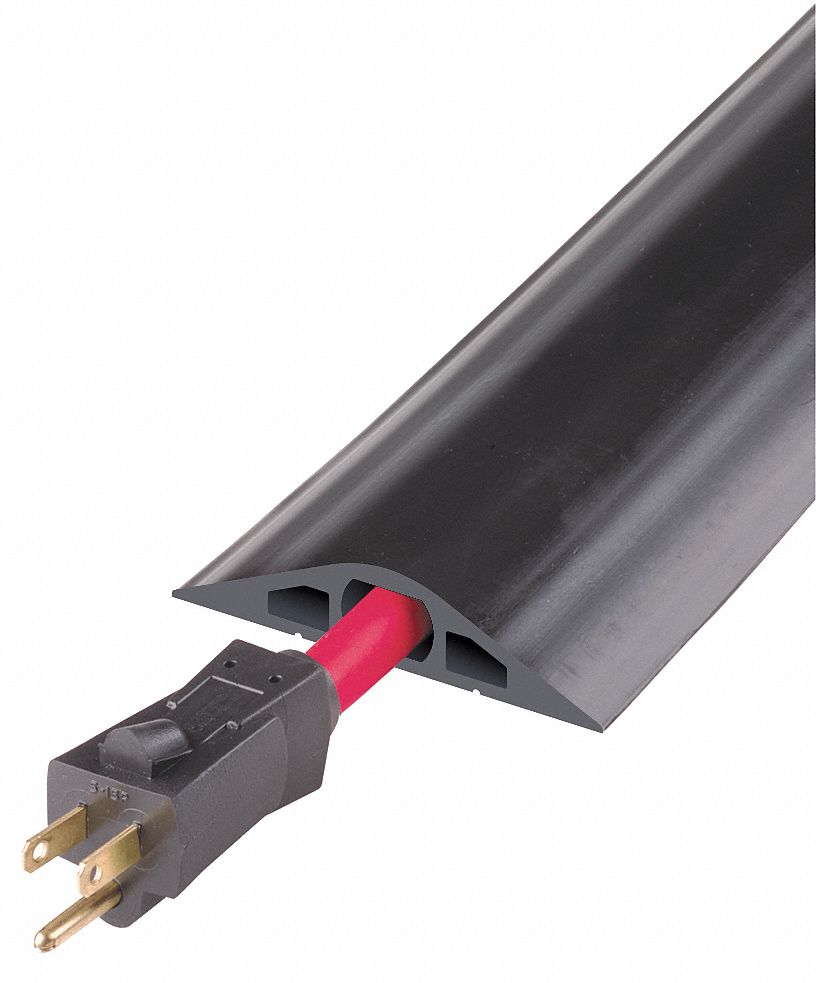 CHECKERS Cable Protector, 3Channel, Black, 10 ft x 3/4 inH, Max. Cable
