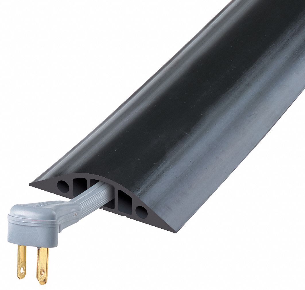 CHECKERS Cable Protector, 3Channel, Black, 5 ft x 1 inH, Max. Cable Dia. 3/4 in, (2) 7/16 in