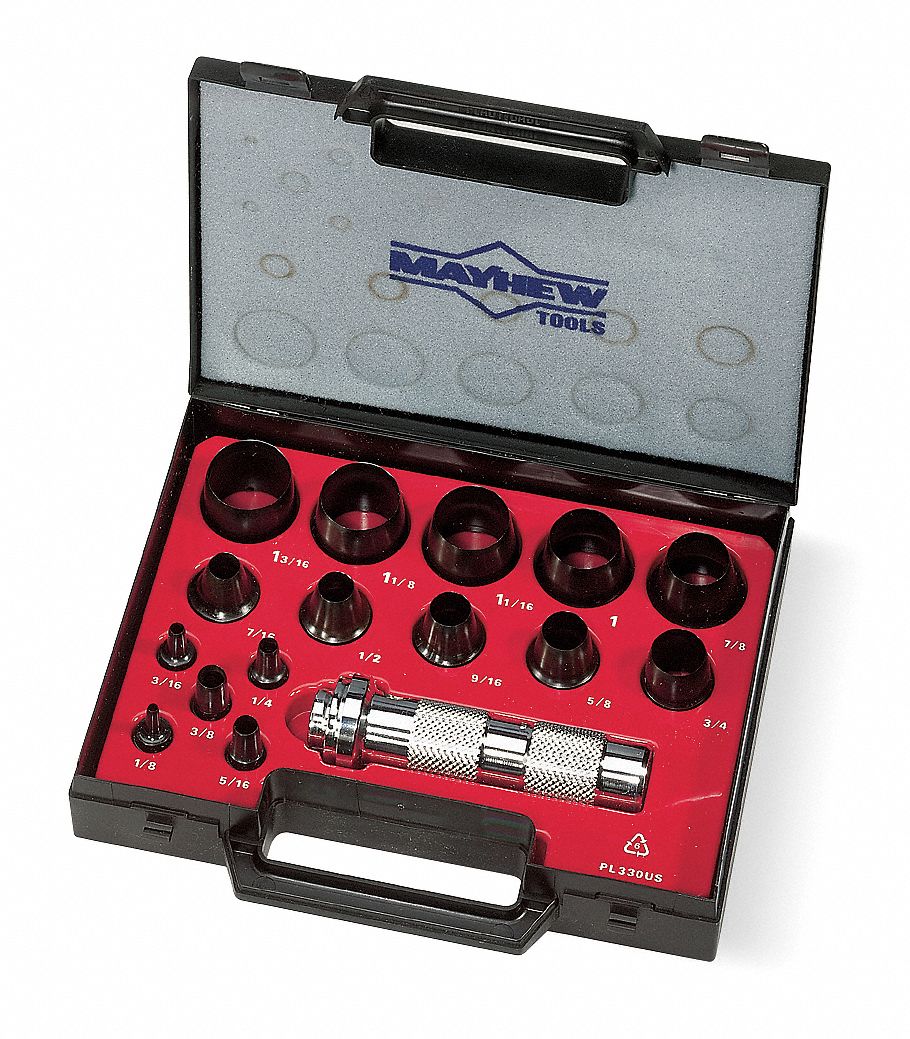 MAYHEW Hollow Punch Set 1/2 in_3/4 in_1 in_4 3/4 in Overall Lg, 16