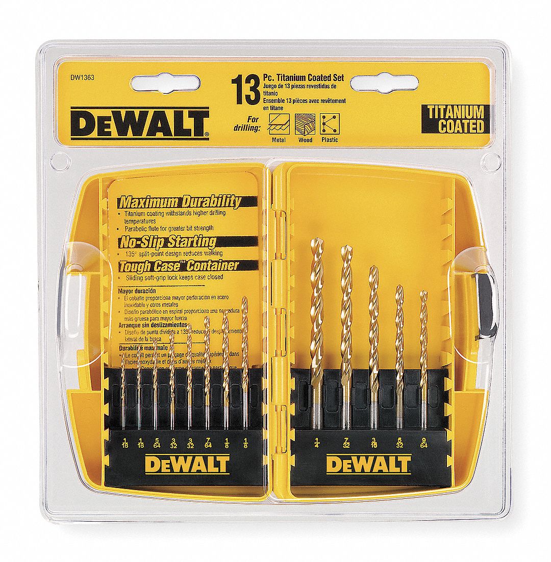 DEWALT Jobber Length Drill Set 1/16 in Smallest Drill Bit Size, 1/4 in