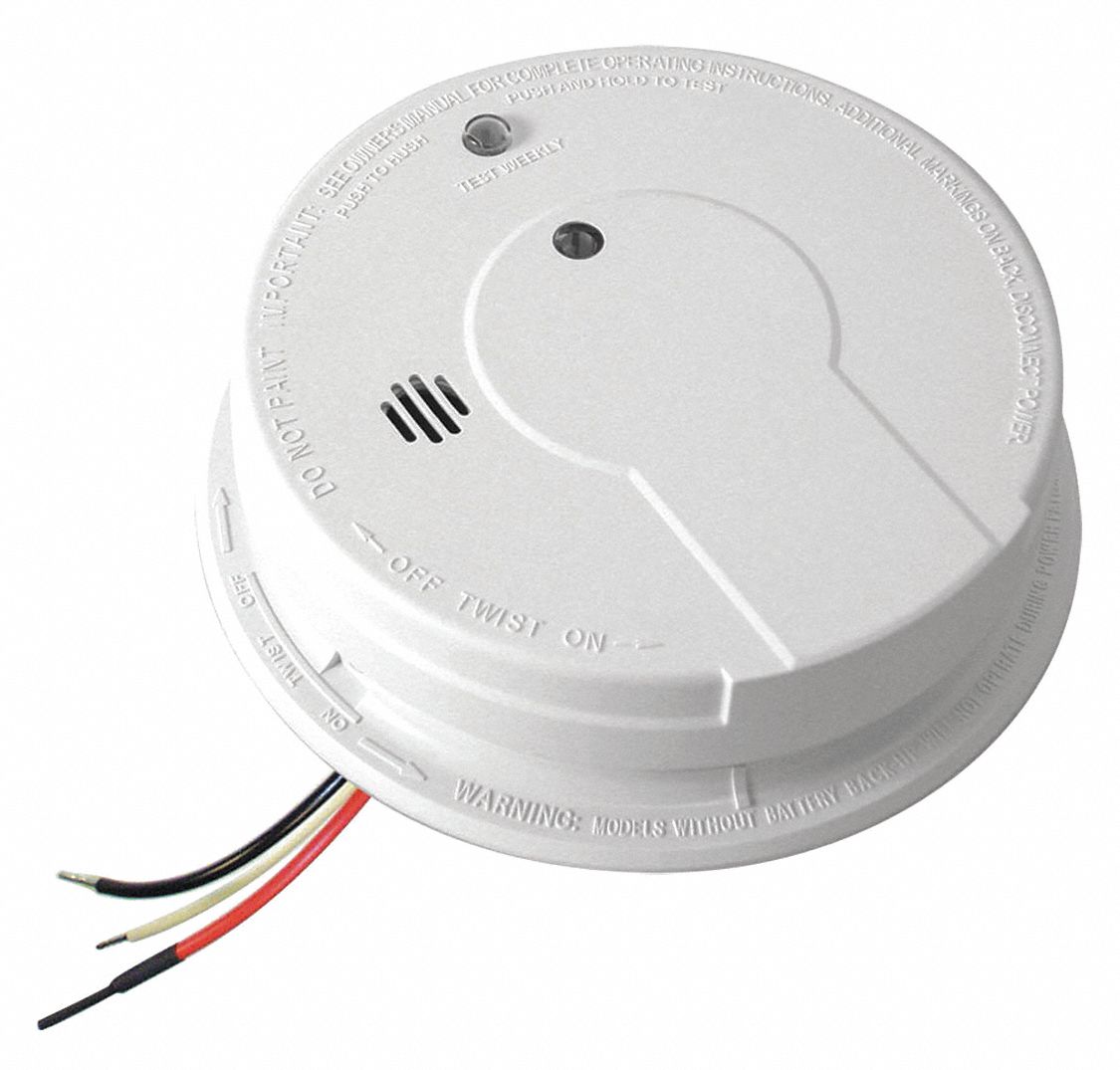 FIREX Smoke Alarm 120V AC/9V, Photoelectric, Up to 24 Units, 85 dB