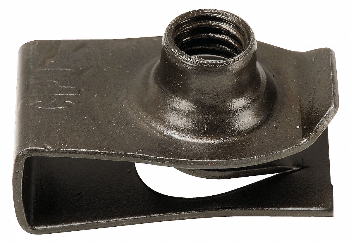 GRAINGER APPROVED M61.00 U Style Spring Nut, Black Phosphate, PK50