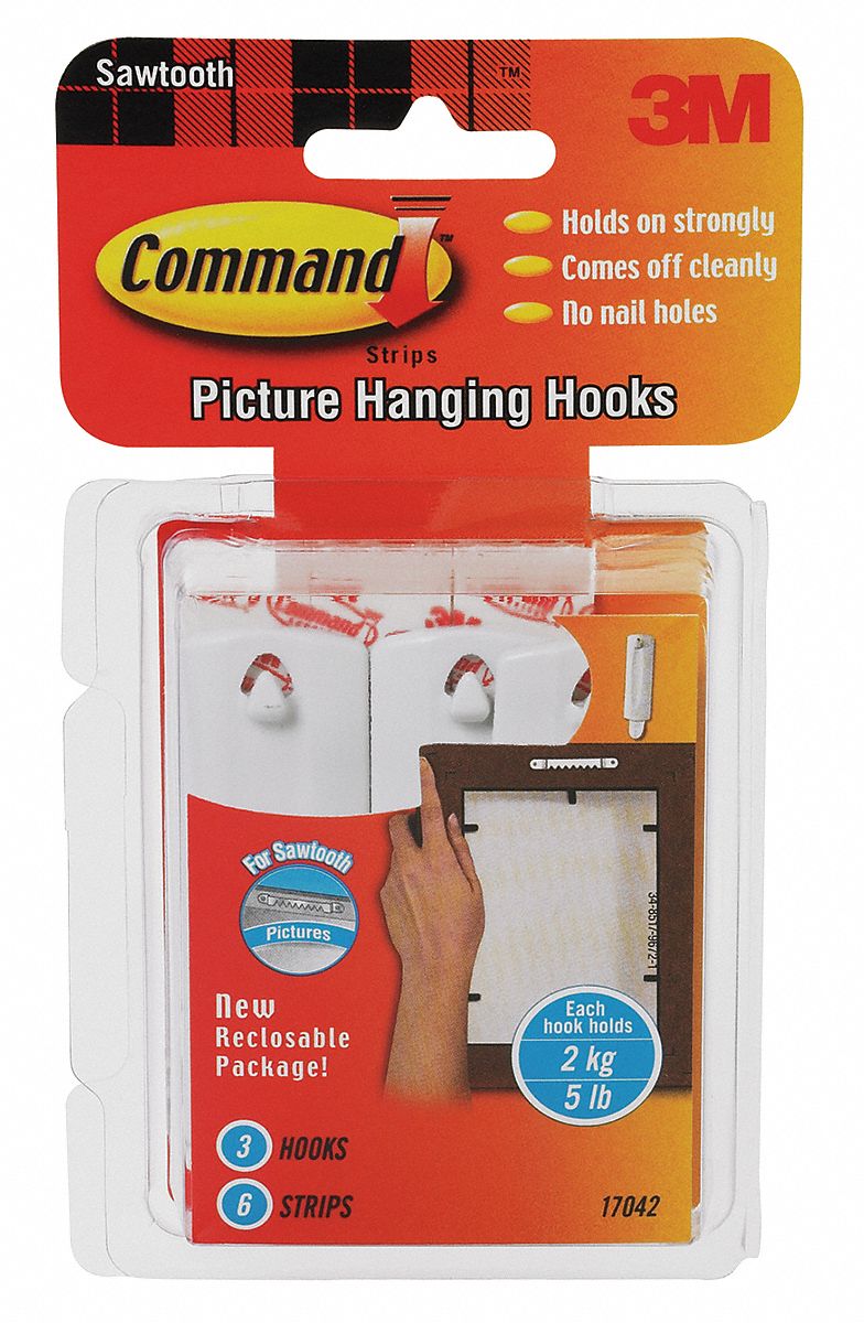 COMMAND Sawtooth Picture Hangers Value Pack 1 Hooks, Plastic, Glossy