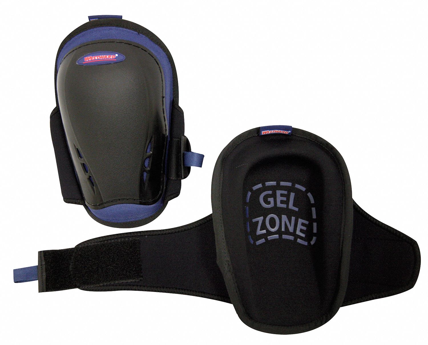 WESTWARD Swivel 1Strap Knee Pads, Black/Blue, Universal 5MZH95MZH9