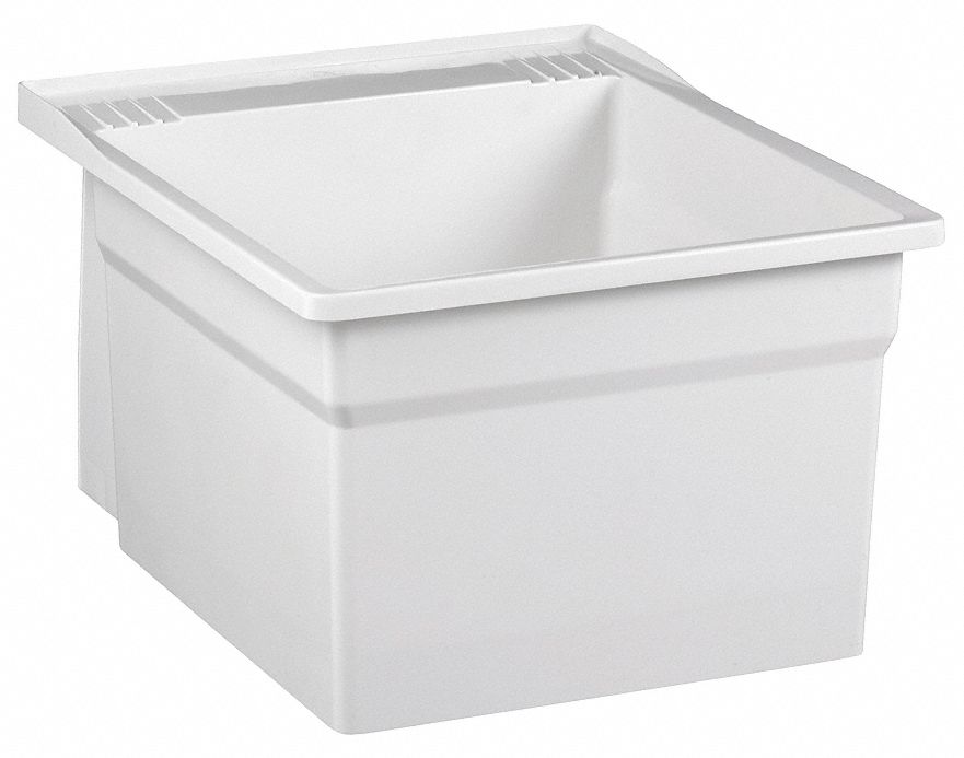 FIAT PRODUCTS WallMount Laundry Tub, 1 Bowl, White, 24"L x 20"W x 133