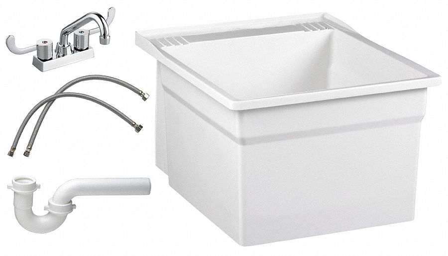 4 in, Dual Manual Handle, Laundry Tub Kit 5NFL9L7TG100 Grainger