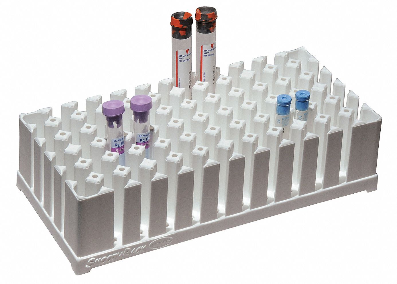 SMOOTHRACK, Autoclavable Polypropylene, White, Test Tube Rack 5NJC6