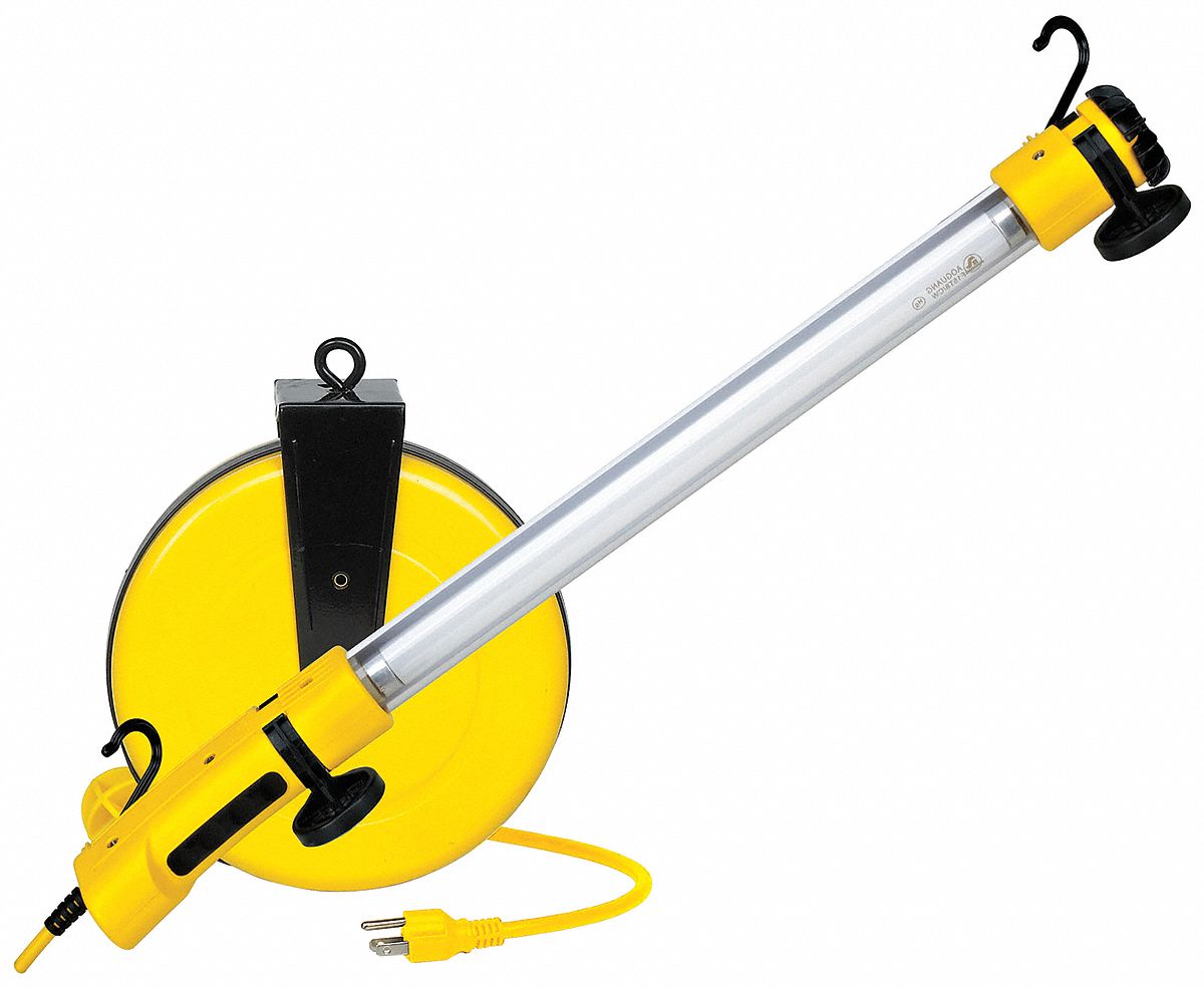 LUMAPRO Extension Cord Reel with Hand Lamp, Fluorescent Lamp, 15 W Lamp