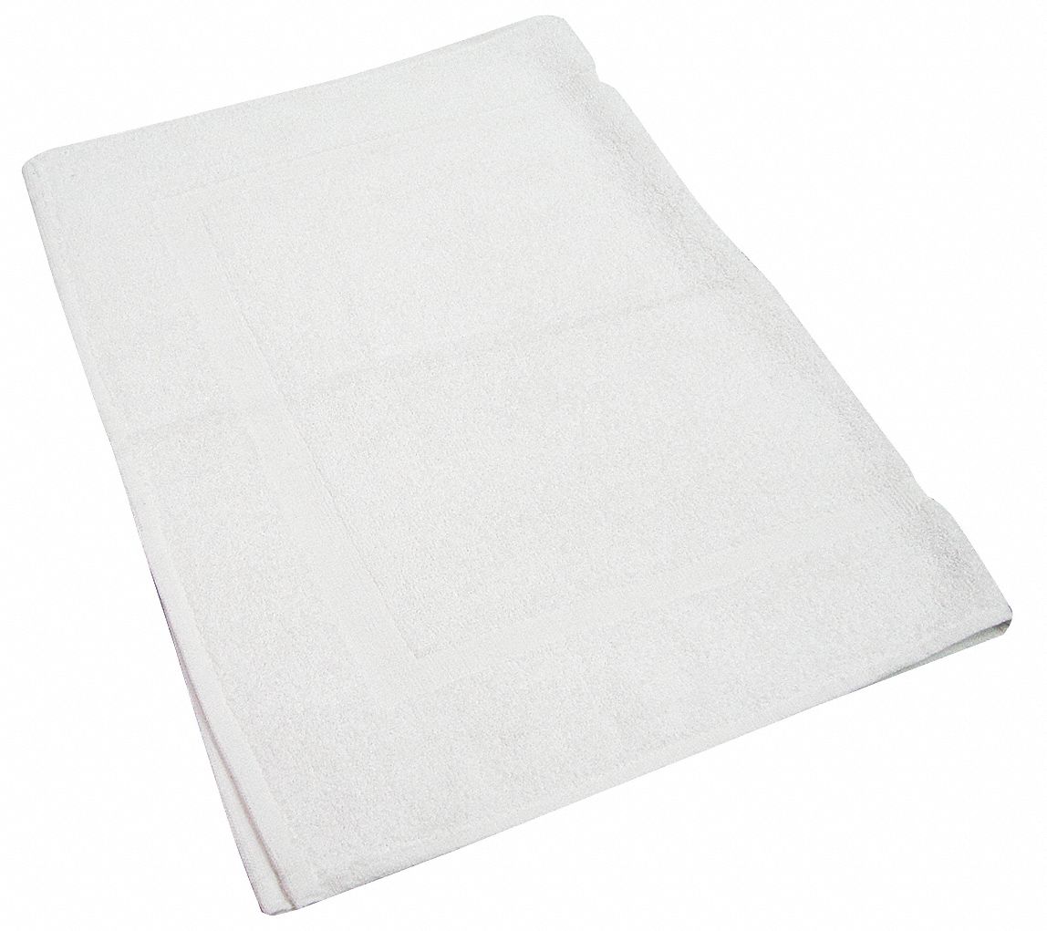 R & R TEXTILE 34 in x 21 in 100 Cotton Bath Mat, White; PK12 5NWN8