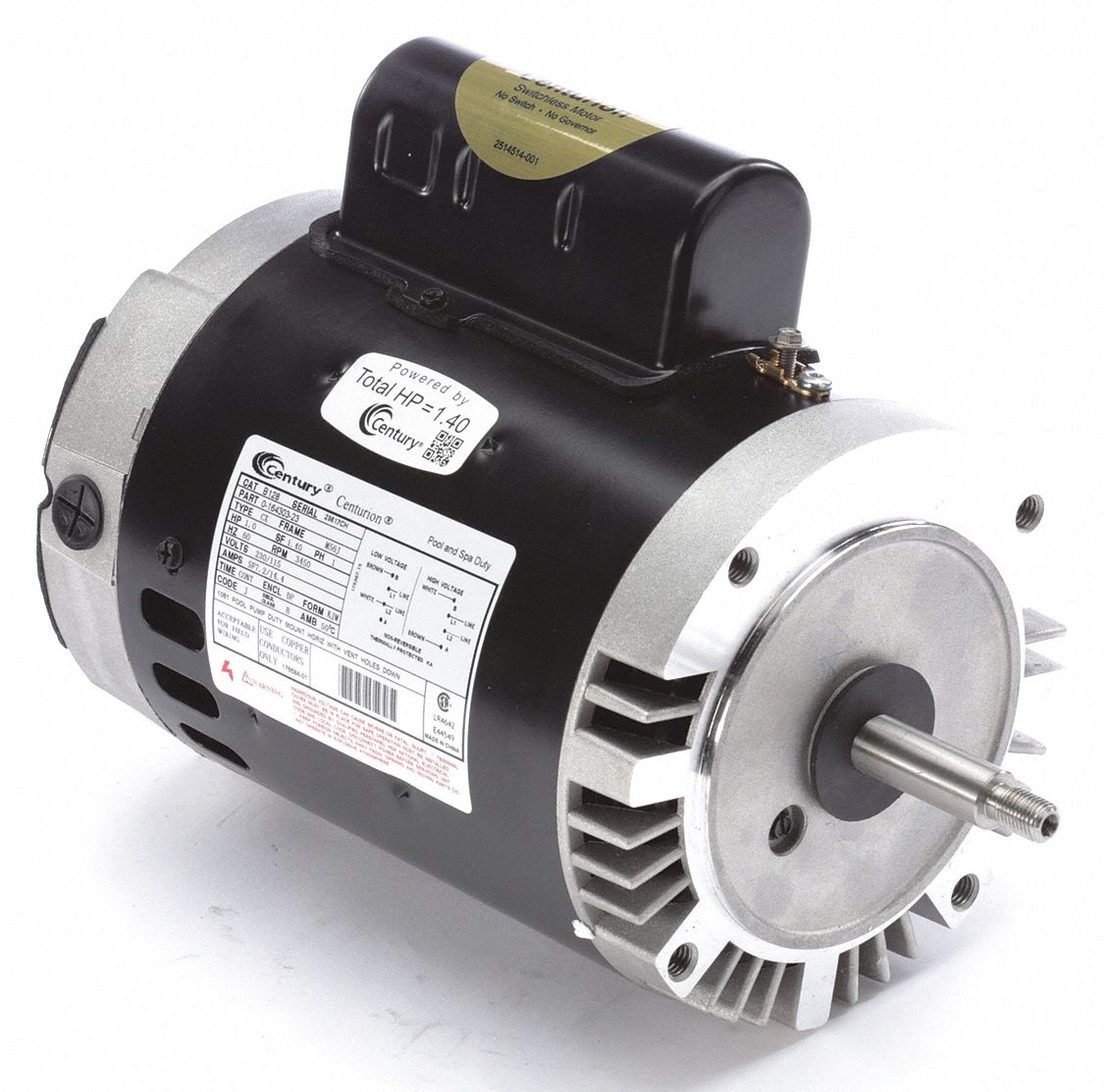CENTURY B128 Pool Pump Motor,1 HP,3450 RPM,115/230VAC | eBay