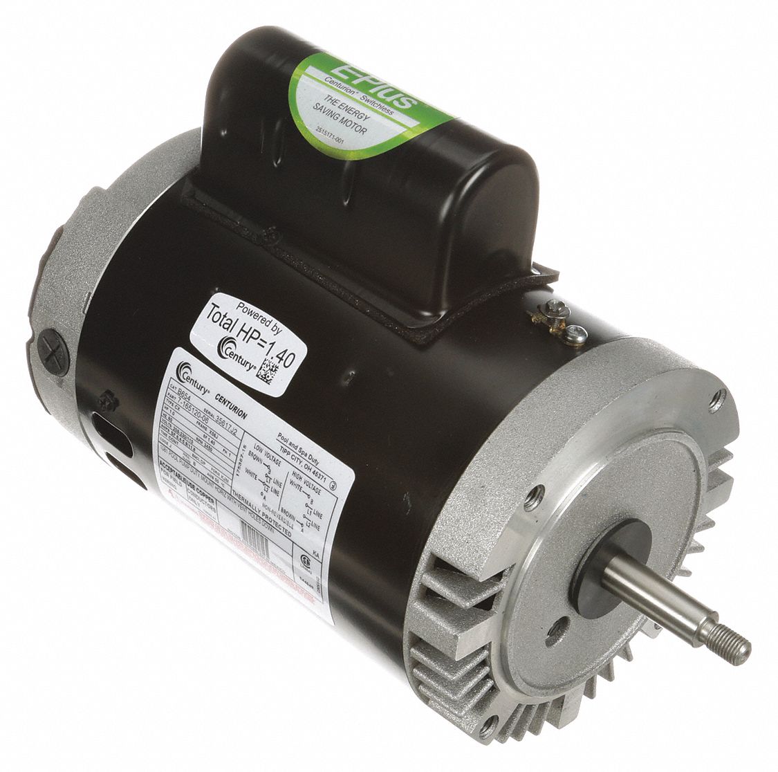 CENTURY, Face Mounting, 1 HP, Pool and Spa Pump Motor 5PB95B654