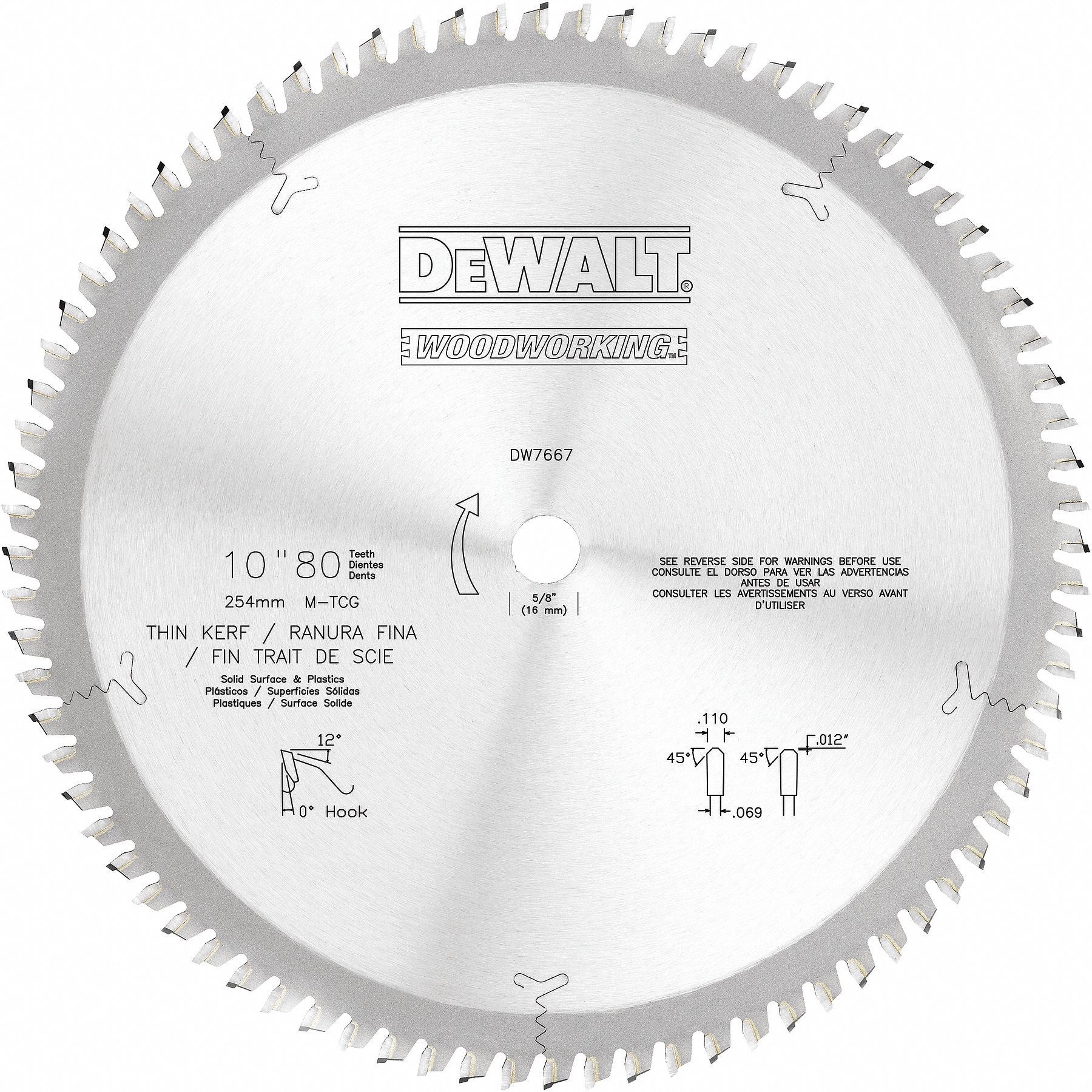 DEWALT Circular Saw Blade, Wood Materials Cut, 10 in Blade Dia., 1 in