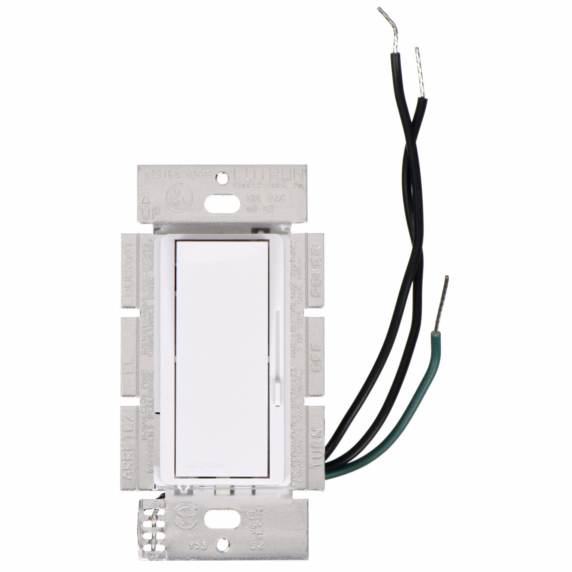LUTRON Lighting Dimmer 3Wire Fluorescent/LED, Hard Wired, 1Pole, 3