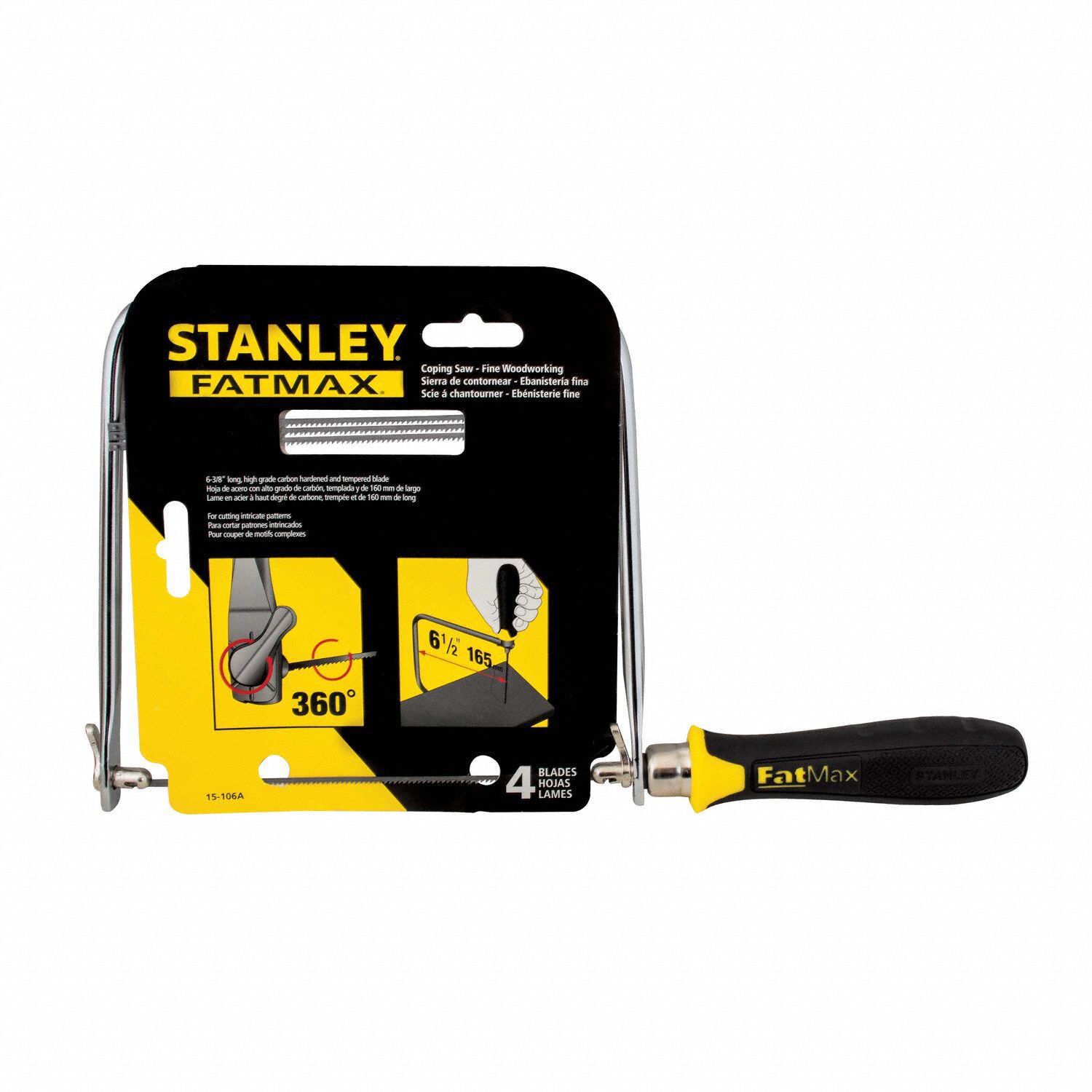 STANLEY Coping Saw, 13 in Overall Length, Blade Length 6 1/2 in, Steel 5R77115106A Grainger