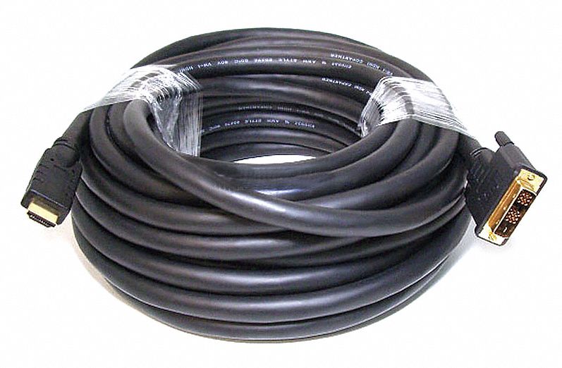 HDMI Adapter Cable, Black, Length 35 ft, PVC Jacket Material - Grainger