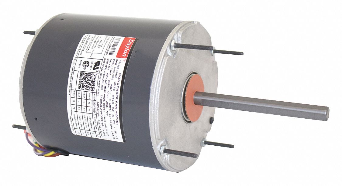 DAYTON Condenser Fan Motor, 1/3, 1/6 HP, Permanent Split Capacitor