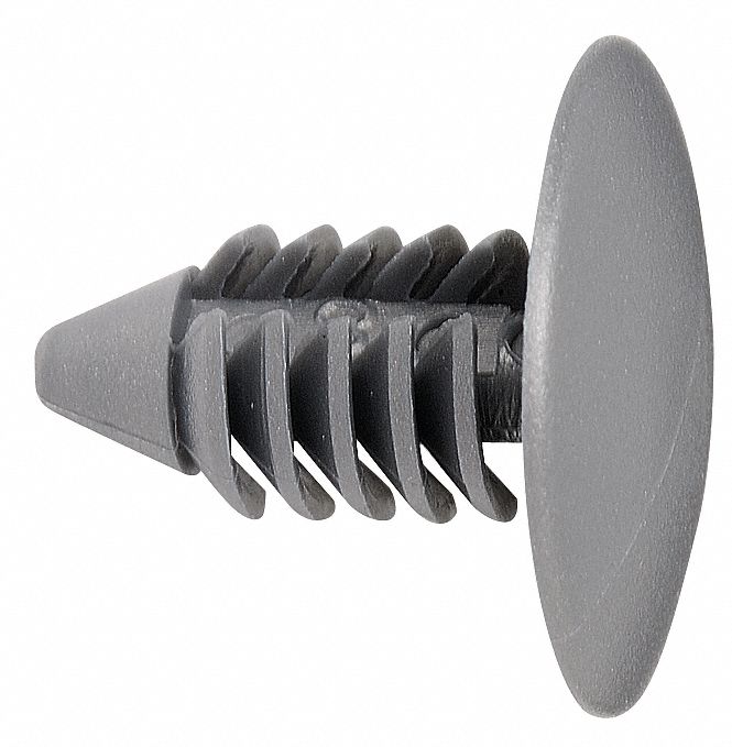 GRAINGER APPROVED Ribbed Push In Rivet, Nylon, 0.6875 in Dia., 0.656 in