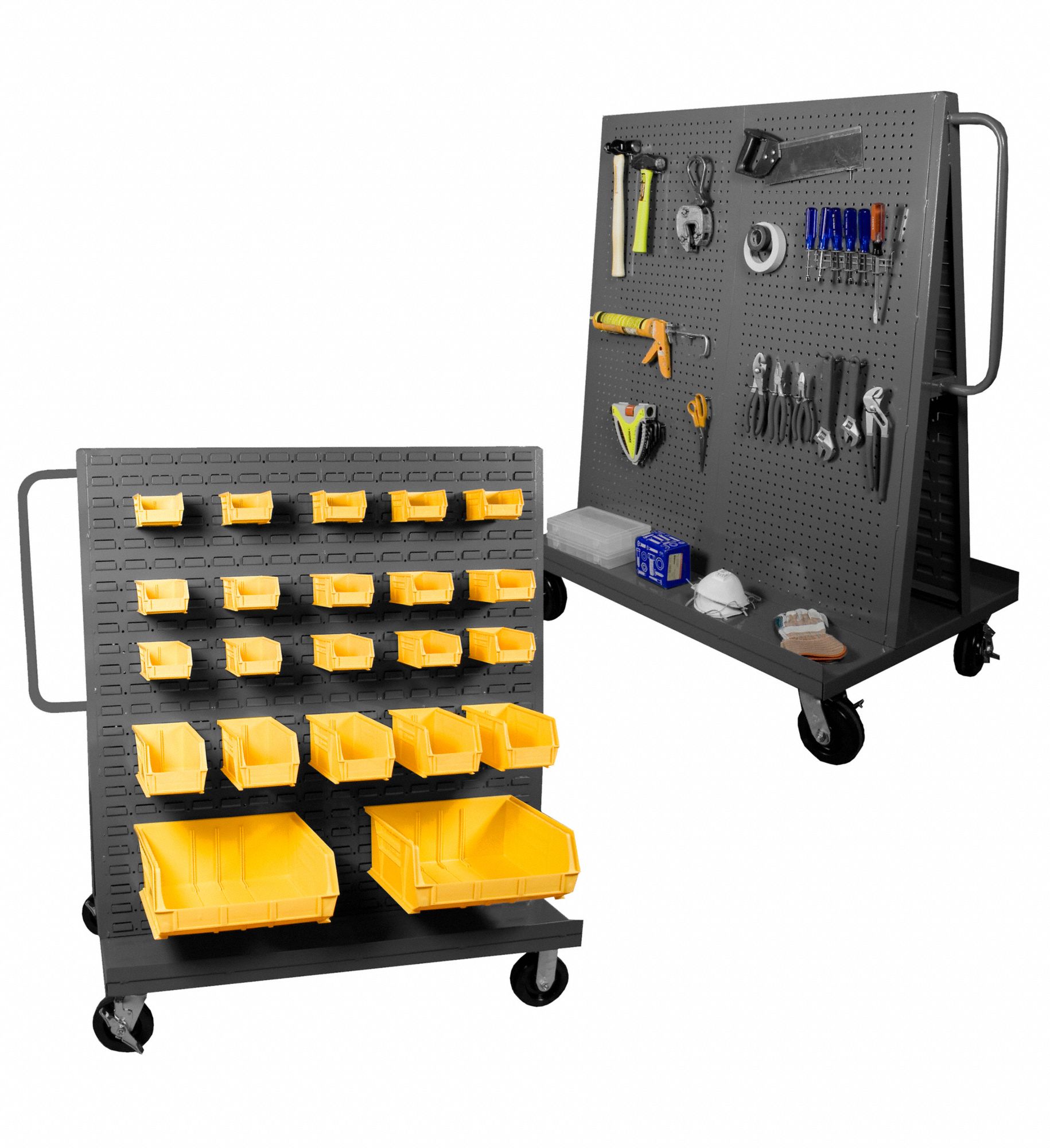 GRAINGER APPROVED Mobile AFrame Louvered/Pegboard Rack 54 1/2 in x 48