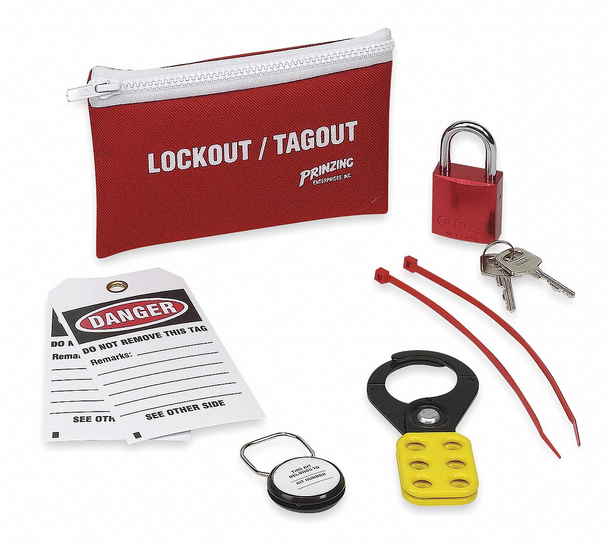 PRINZING Portable Lockout Kit, Pouch, Red 5TB24LK627E Grainger