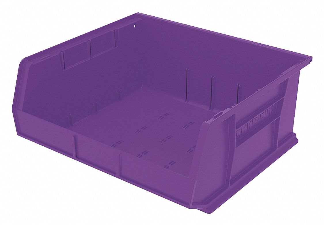 AKROMILS, 16 1/2 in x 14 3/4 in x 7 in, Purple, Hang and Stack Bin