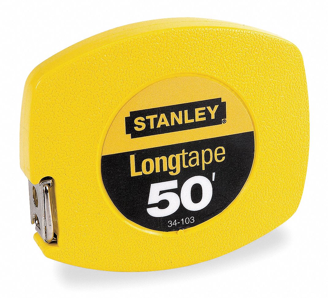 STANLEY 50 ft Steel SAE Long Tape Measure, Yellow 5TG4834103 Grainger
