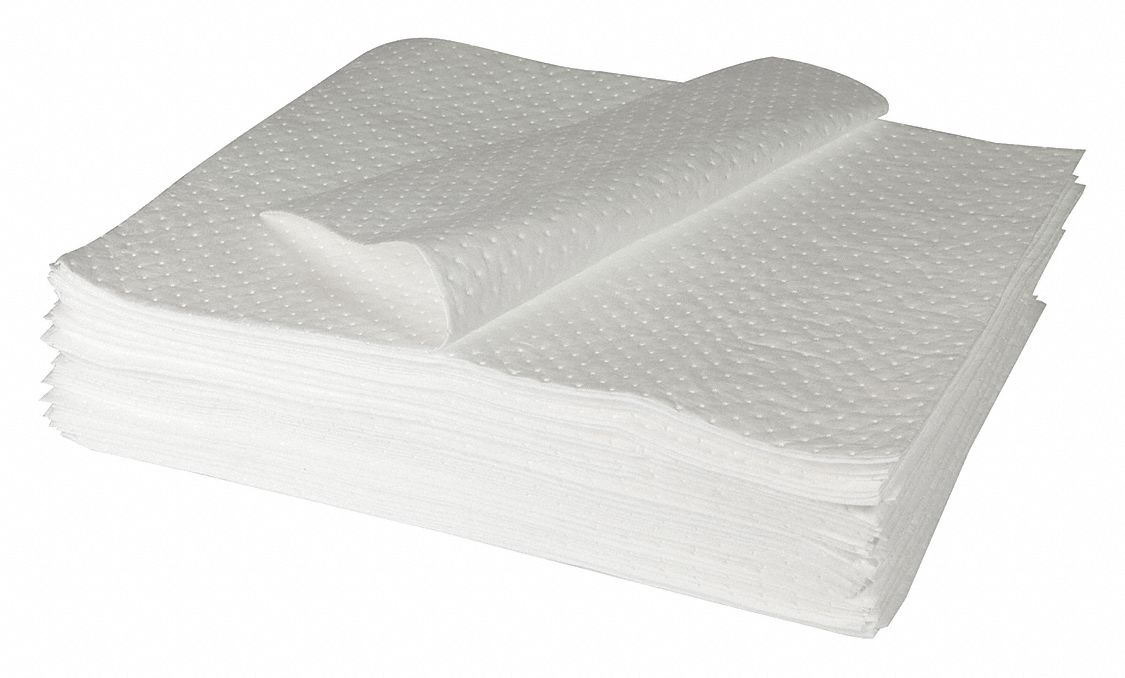 BRADY SPC ABSORBENTS Absorb Pad, OilBased Liquids, White, PK50 5TZW2