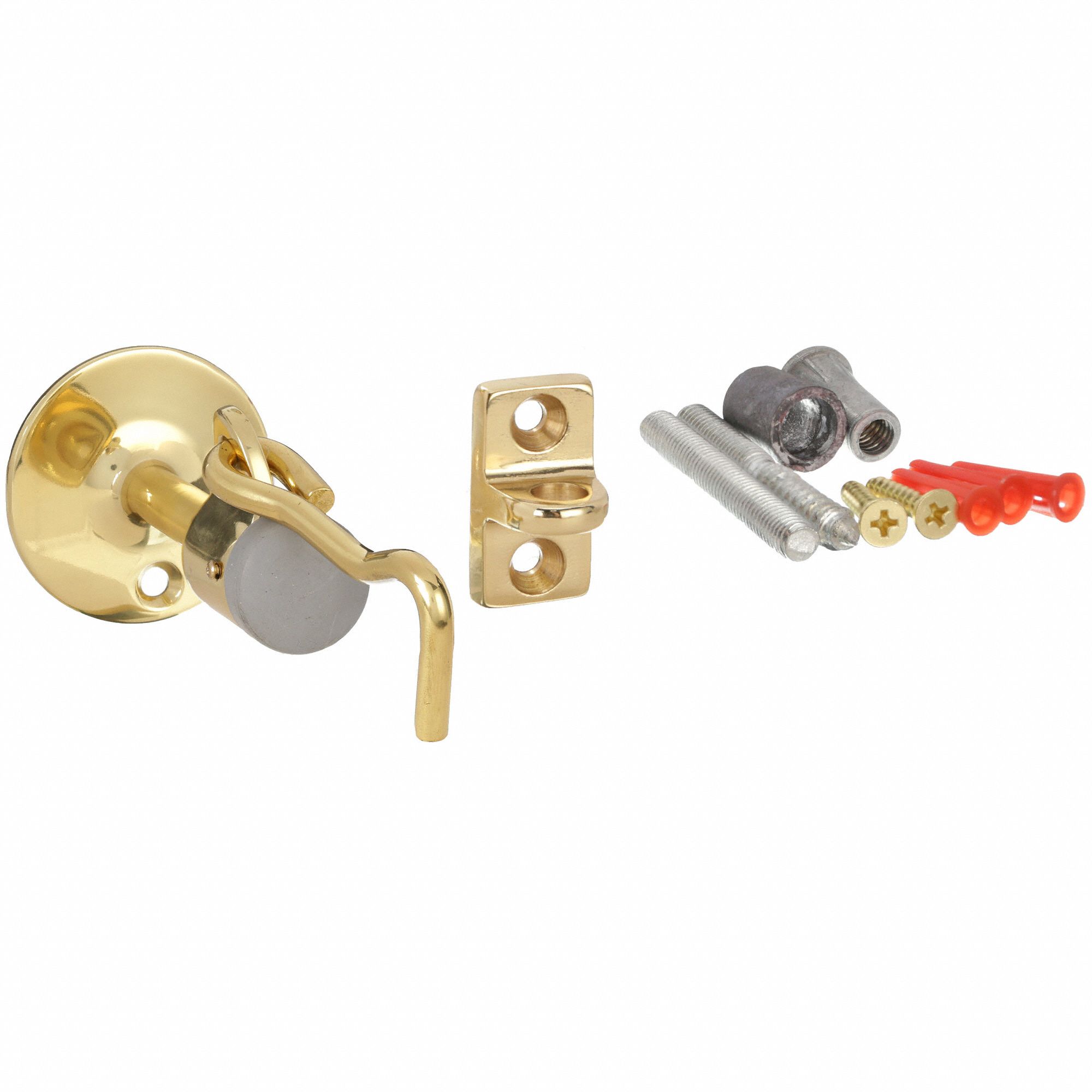 GRAINGER APPROVED HookStyle Door Holder, 2 In, Bright Brass 5U611