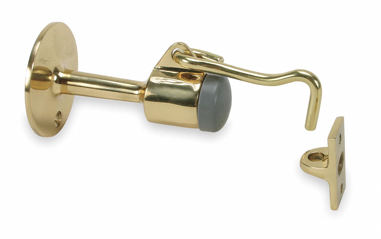 GRAINGER APPROVED HookStyle Door Holder, 2 In, Bright Brass 5U6115U611 Grainger
