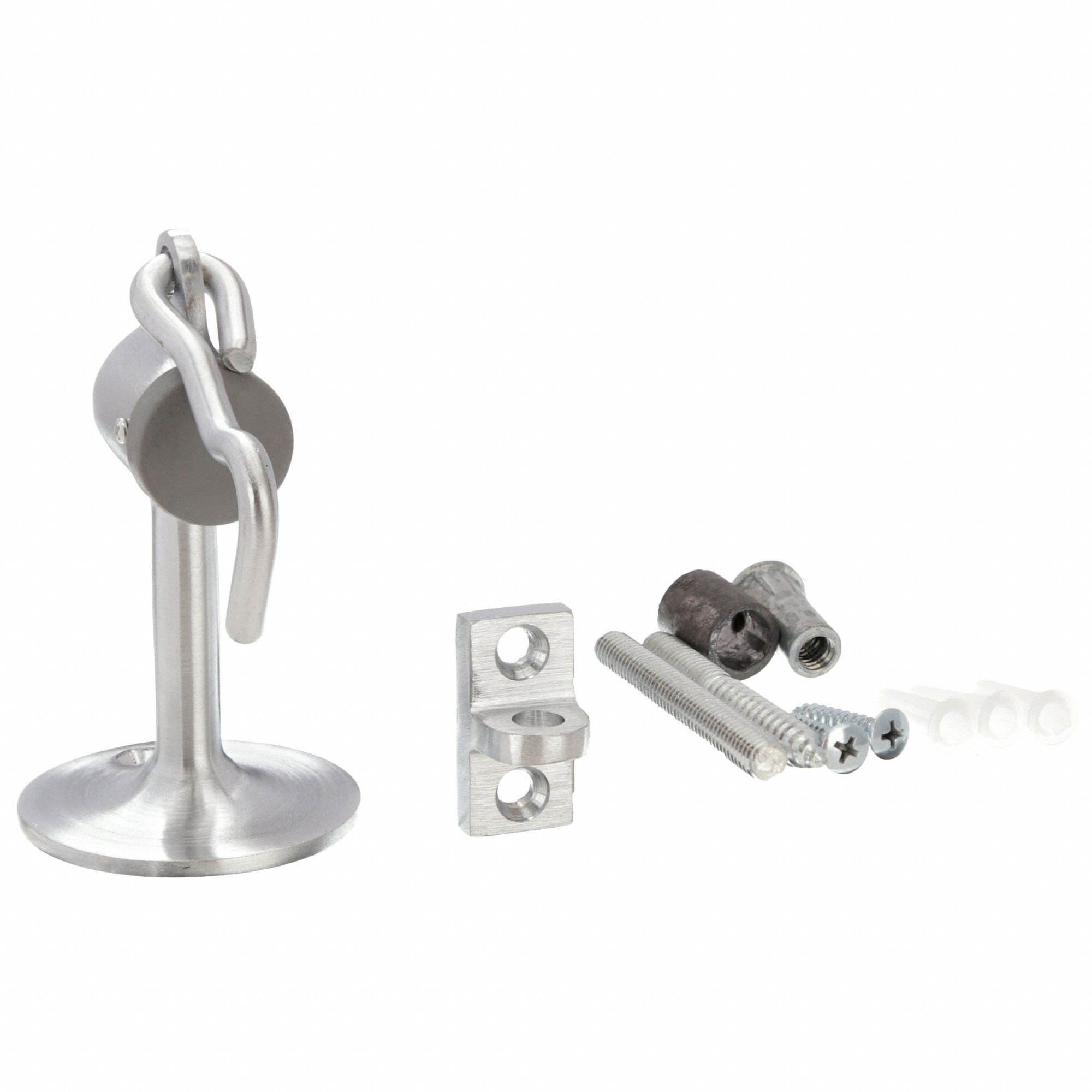 GRAINGER APPROVED HookStyle Door Holder, 27/32In, Stn Chrm 5U616