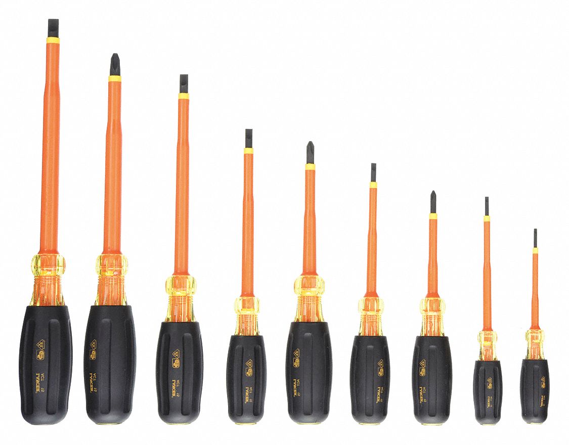 WESTWARD INSULATED COMBO SCREWDRIVER SET,9 P Screwdriver Sets