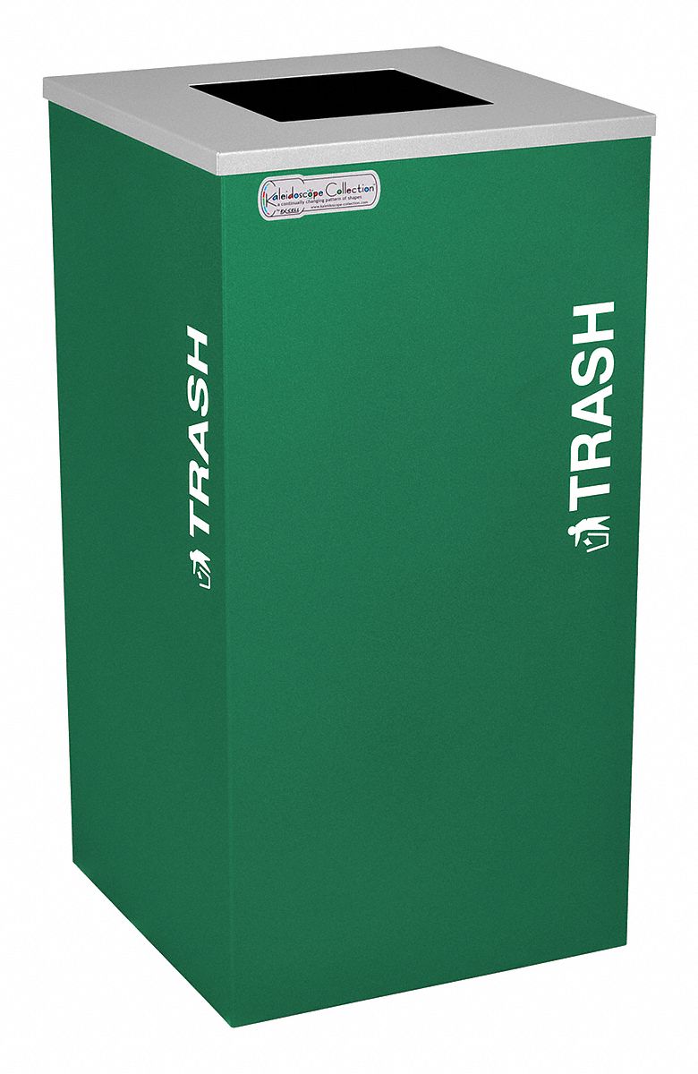 TOUGH GUY 24 gal Square Trash Can, Metal, Green 5UJD25UJD2 Grainger