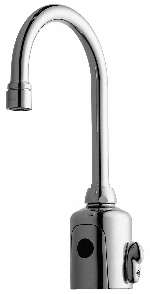 CHICAGO FAUCETS Chrome, Gooseneck, Bathroom Sink Faucet, Motion Sensor Faucet Activation, 0.5