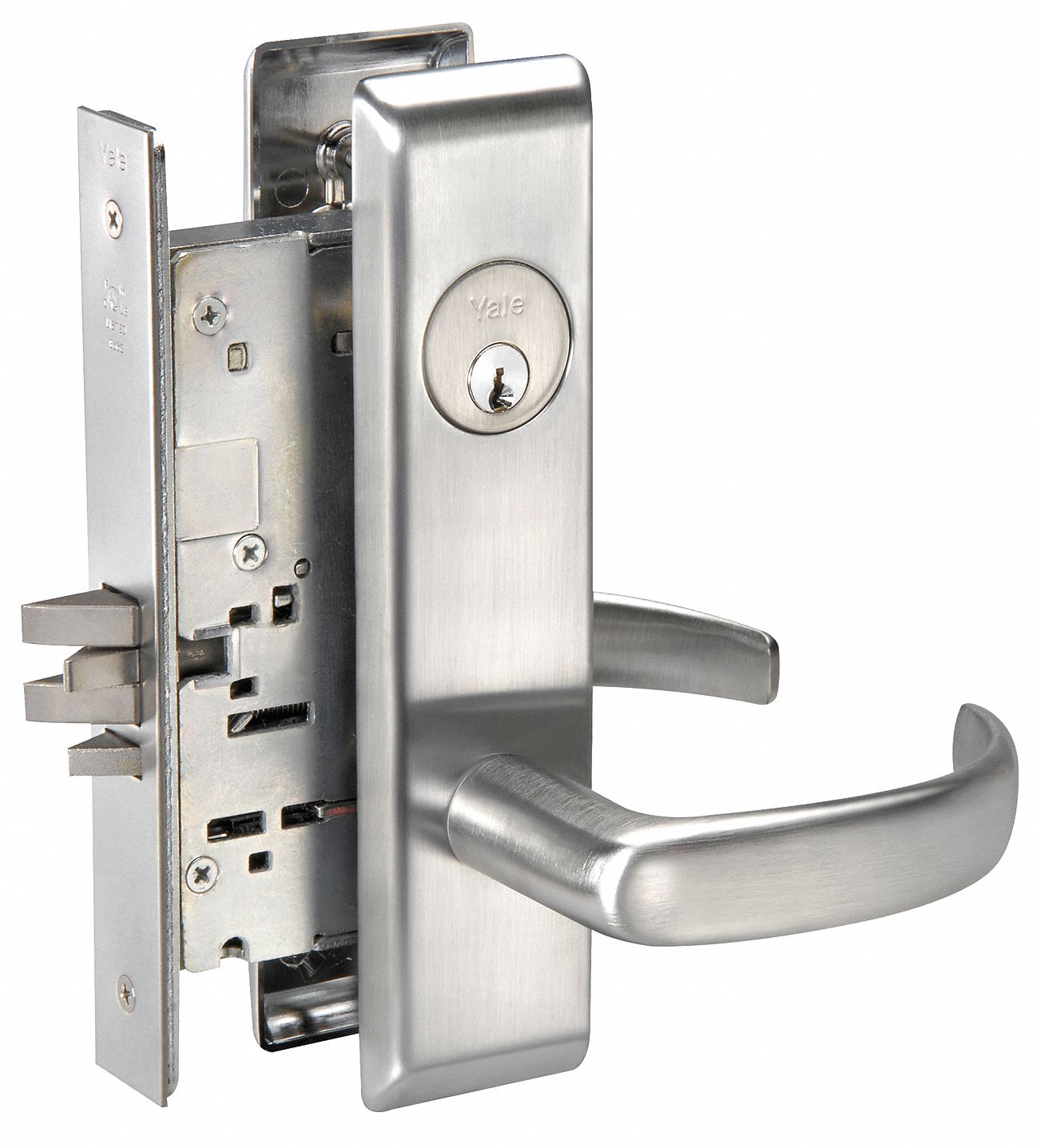YALE Mortise Lockset 1, 8800FL Pacific Beach, Dull Chrome, Different