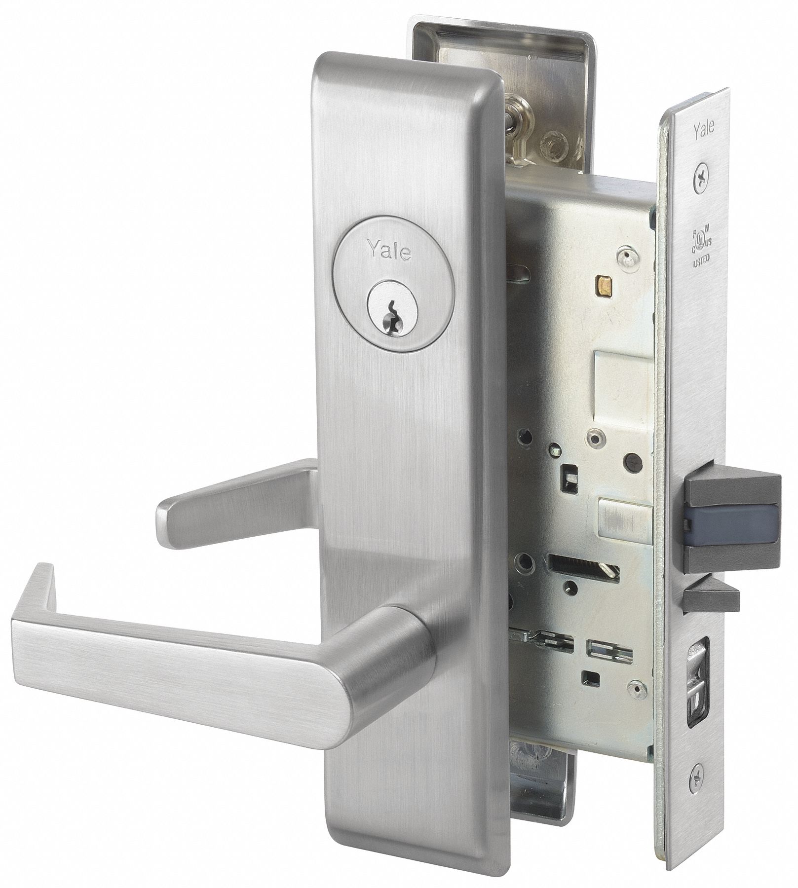 YALE Mortise Lockset, Mechanical, Different, Dull Chrome, 2 3/4 in
