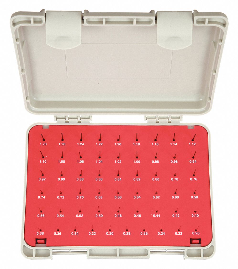 VERMONT GAGE, 0.20 to 1.28 mm Dia Range, 55 Gauges, Black OxideCoated